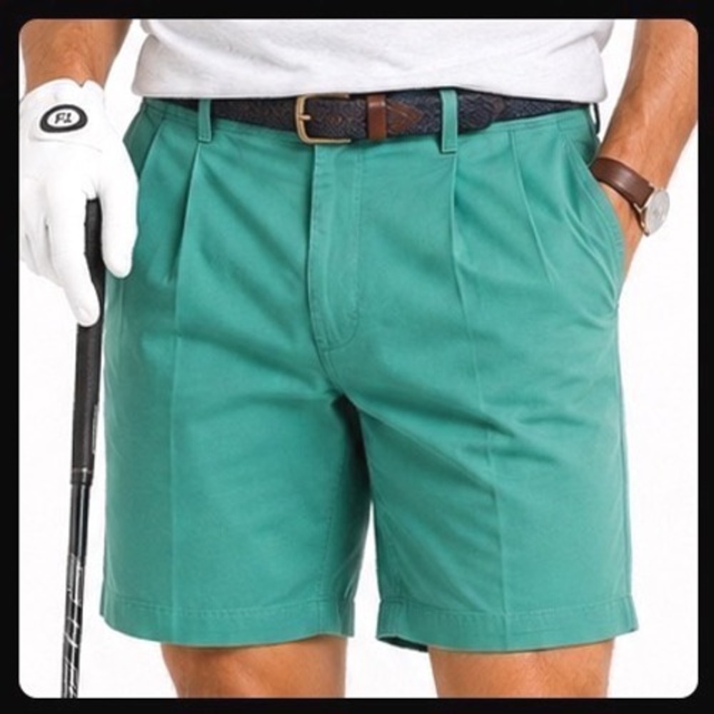 Polo Ralph Lauren Tyler Chino Shorts Men 39 Green 100% Cotton Pleated Preppy 9"